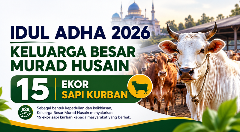 Idul Adha 2026, Keluarga Besar Murad Husain Salurkan 15 Ekor Sapi Kurban 